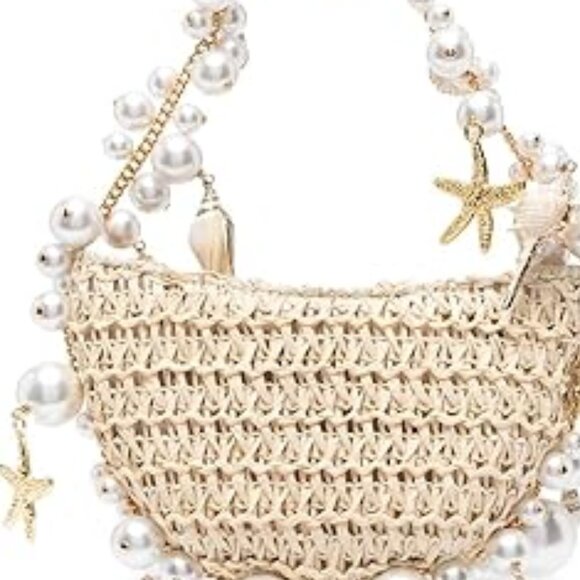 Neiman Marcus Pearl Woven Seashell Women’s Handbag - Picture 5 of 5